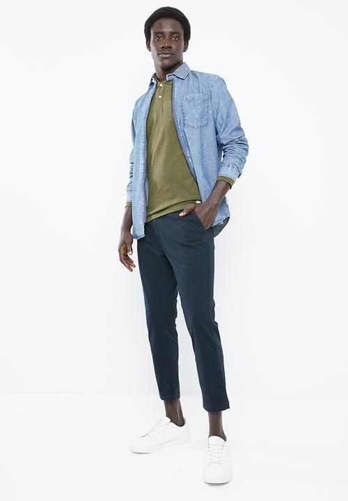 Jack & Jones - Mason long sleeve zip through shirt - blue