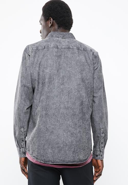 Jack & Jones - Mason long sleeve zip through shirt - black