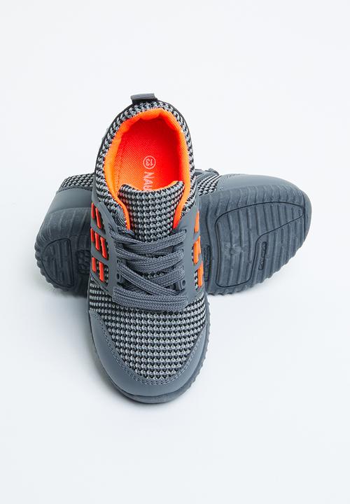 Naughty Kids - Lace sneaker - grey & orange