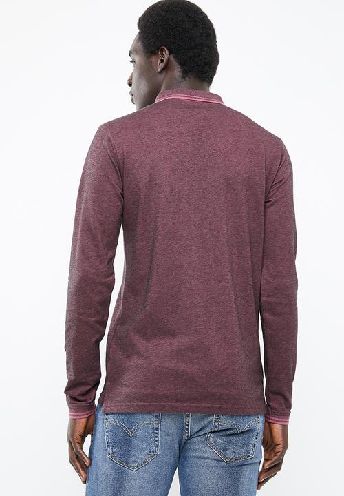 Only & Sons - Stan long sleeve fitted polo tee - purple