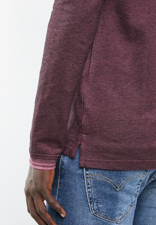 Only & Sons - Stan long sleeve fitted polo tee - purple