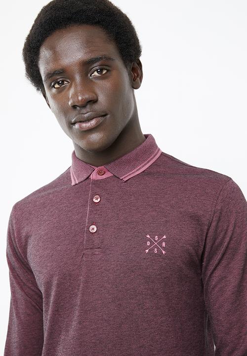 Only & Sons - Stan long sleeve fitted polo tee - purple