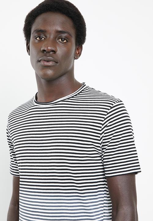 Only & Sons - Hanson bleached stripe tee - black & white