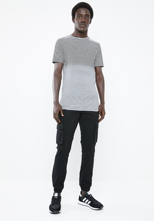 Only & Sons - Hanson bleached stripe tee - black & white