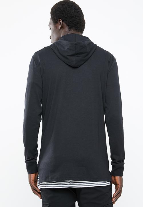 Only & Sons - Dean long sleeve tee hoodie - black