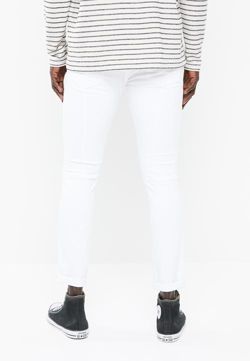 S.P.C.C - Cut & sew white feather skinny intricate front roping - white
