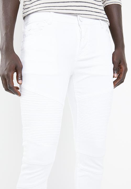 S.P.C.C - Cut & sew white feather skinny intricate front roping - white