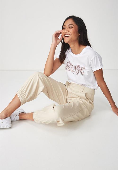 Cotton On - Tbar fox graphic tee ACDC leopard - white