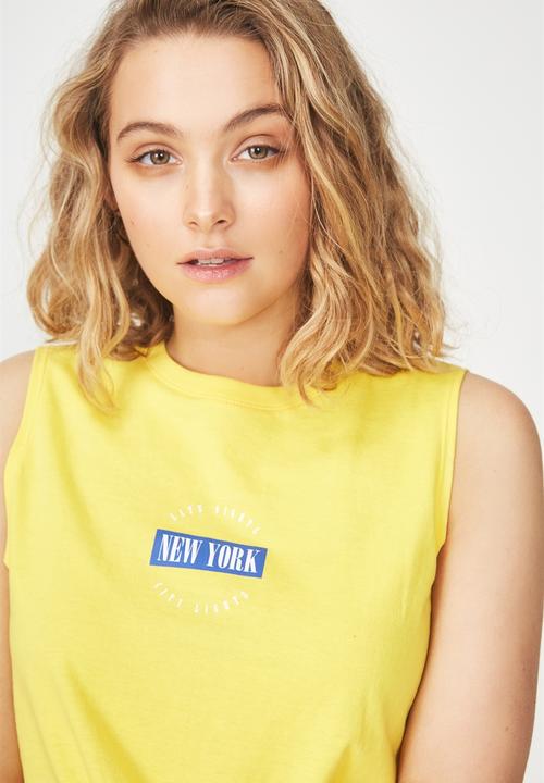 Cotton On - Tbar Maeve tie front tee - yellow
