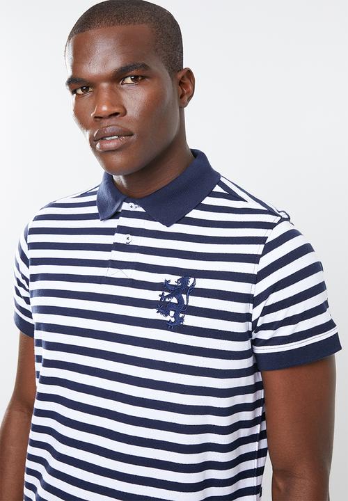 Pringle of Scotland - St David  styled sps - navy & white