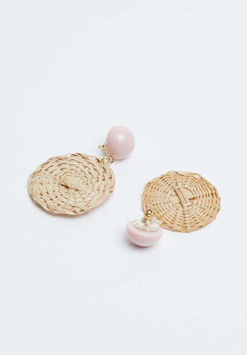 Joy Collectables - Woven earrings - beige & pink