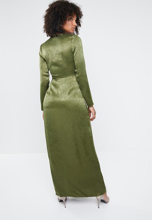 Missguided - Wrap front maxi dress - khaki
