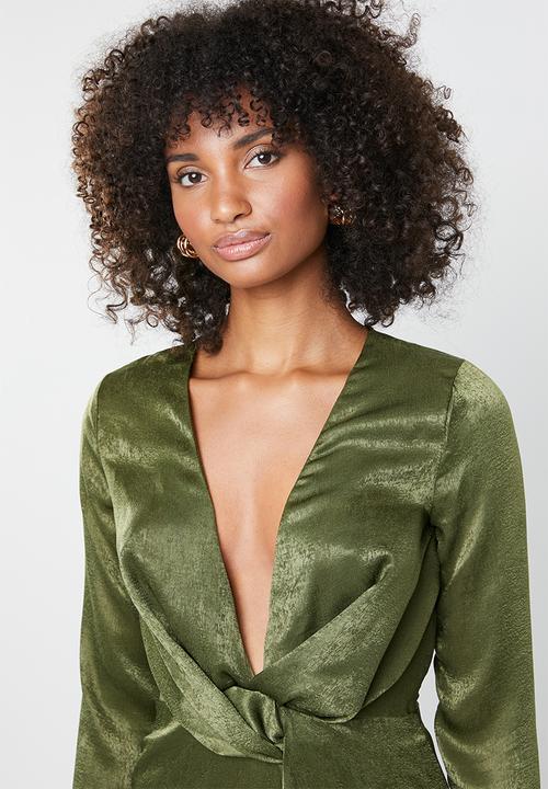 Missguided - Wrap front maxi dress - khaki