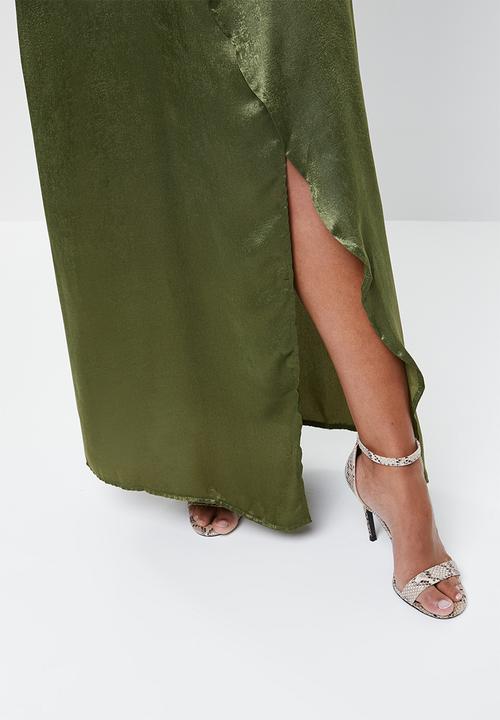 Missguided - Wrap front maxi dress - khaki