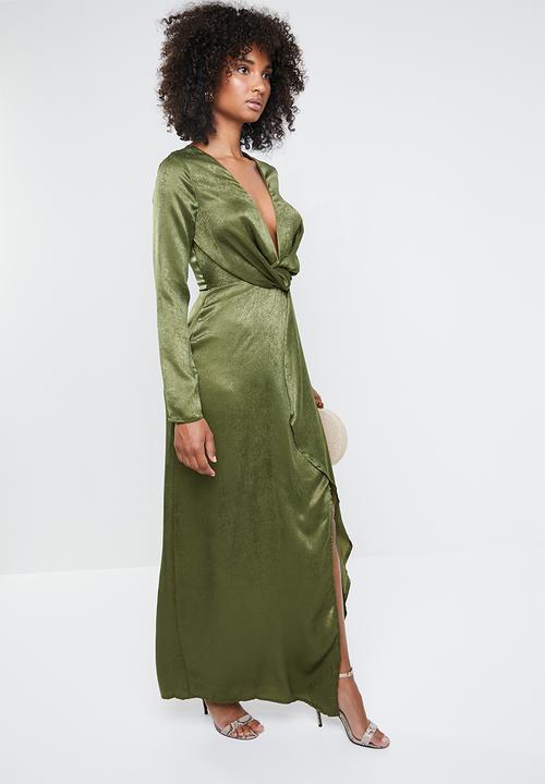 Missguided - Wrap front maxi dress - khaki