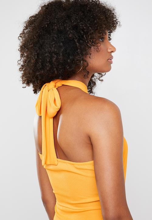 Missguided - Cut out tie front maxi dress - yellow