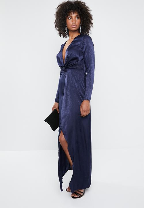 Missguided - Wrap front maxi dress - navy