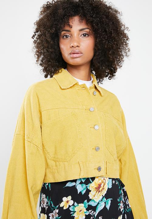 Missguided - Cropped drop shoulder cord jacket - yellow