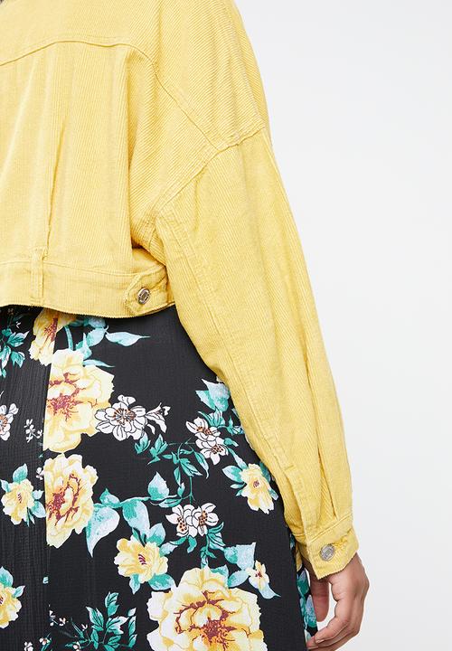 Missguided - Cropped drop shoulder cord jacket - yellow