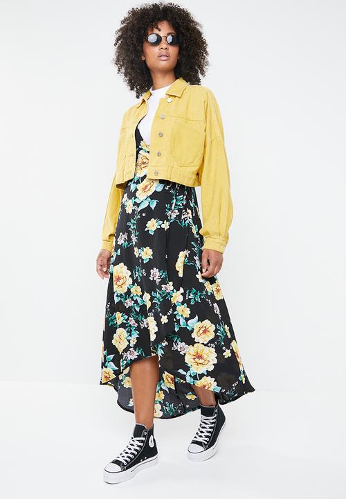 Missguided - Cropped drop shoulder cord jacket - yellow