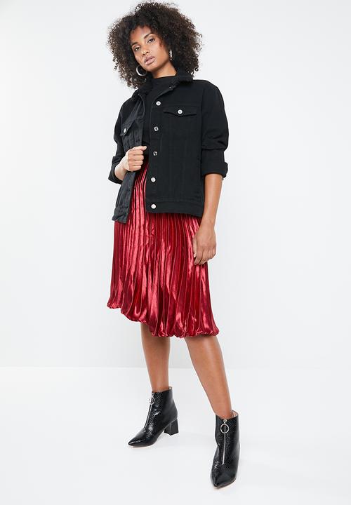Missguided - Oversized teddy faux fur denim jacket - black