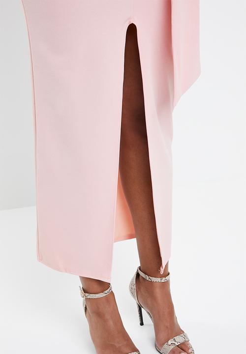 Missguided - Plunge tie waist maxi dress - pink