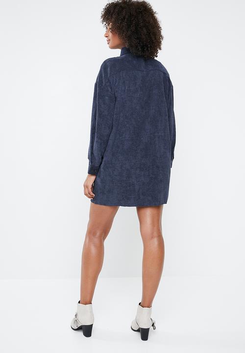 Missguided - Oversized shirt dress corduroy - navy