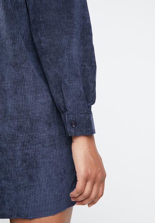 Missguided - Oversized shirt dress corduroy - navy