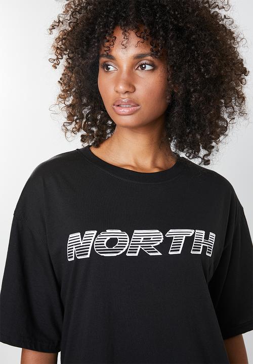 Missguided - Oversized North short sleeve T-shirt mini dress - black