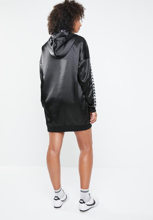 Missguided - Mono sports tape oversized hooded dress - black