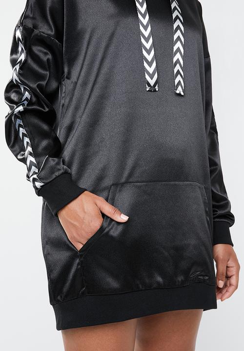 Missguided - Mono sports tape oversized hooded dress - black
