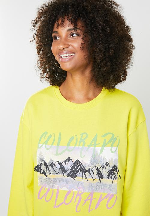 Missguided - Oversized graphic sweat - yellow