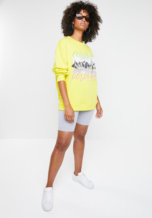 Missguided - Oversized graphic sweat - yellow