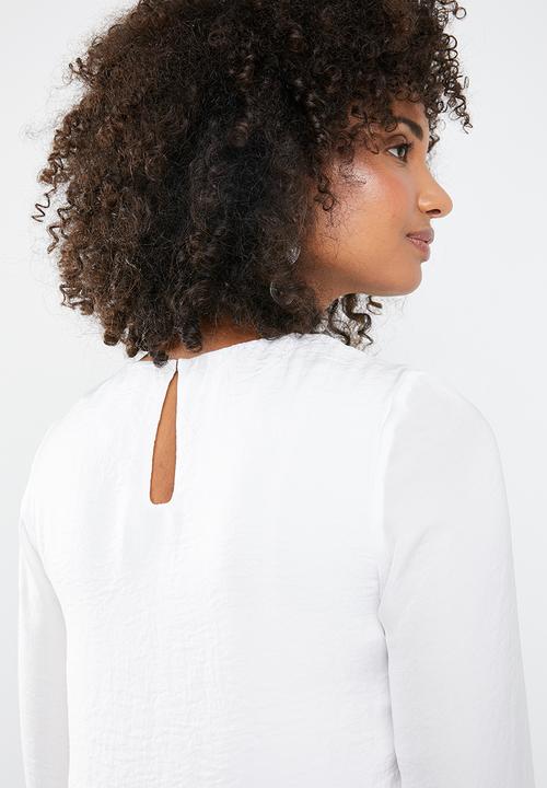 Missguided - Long sleeve frilled top - white