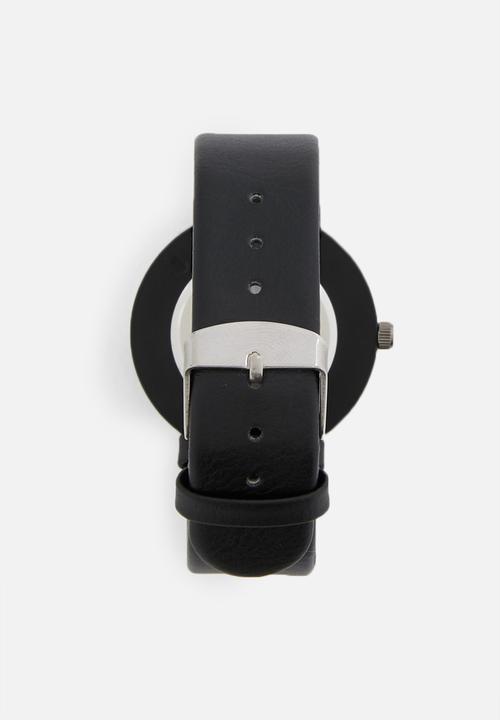 Joy Collectables - Tanner leather look watch - black