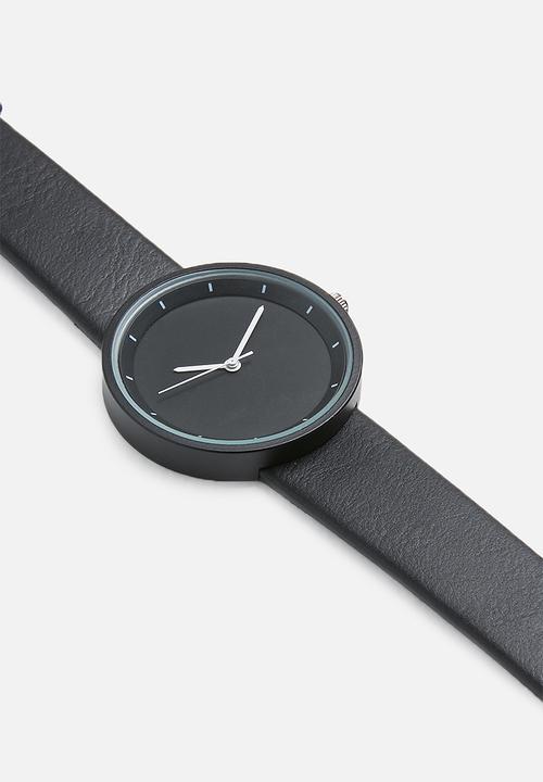 Joy Collectables - Tanner leather look watch - black
