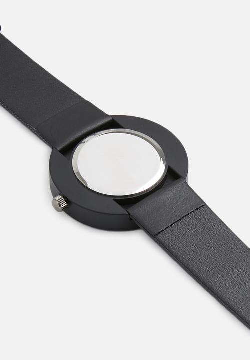 Joy Collectables - Tanner leather look watch - black