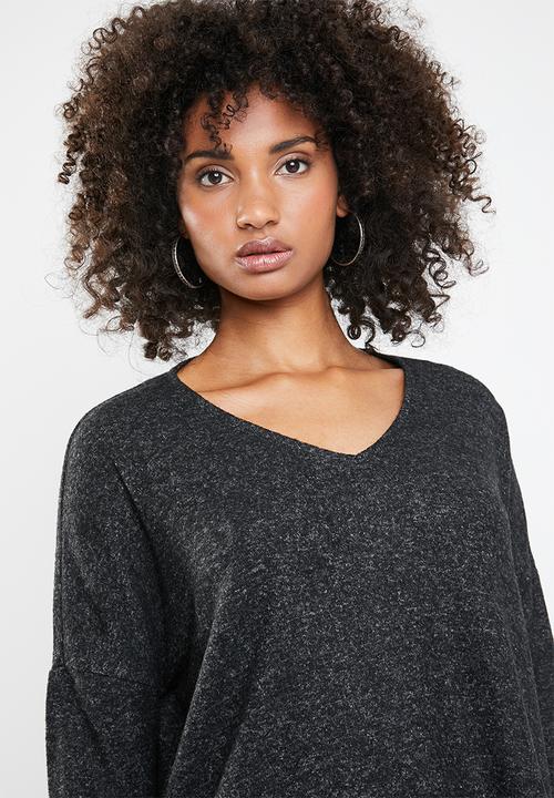 ONLY - Kleo long sleeve v-neck pullover - dark grey