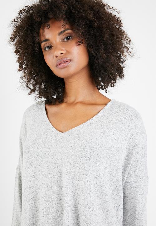ONLY - Kleo long sleeve v-neck pullover - light grey