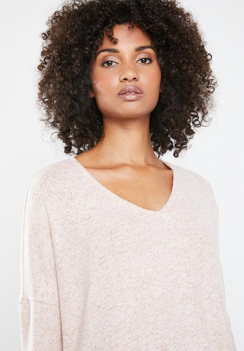 ONLY - Kleo long sleeve v-neck pullover - pink