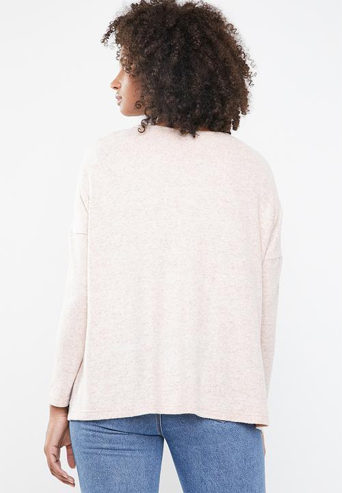 ONLY - Kleo long sleeve v-neck pullover - pink