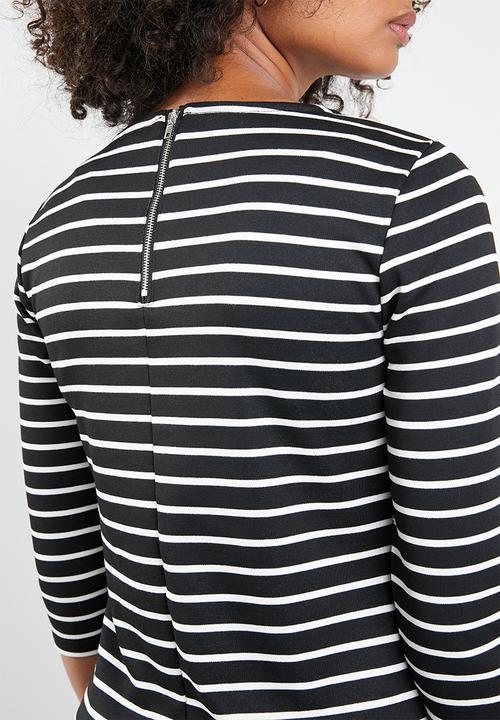 ONLY - Brilliant 3/4 dress - stripes black & white