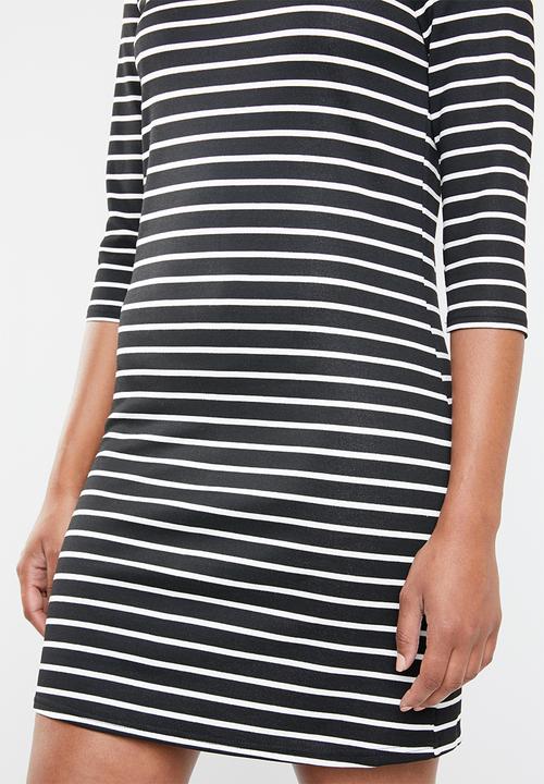 ONLY - Brilliant 3/4 dress - stripes black & white