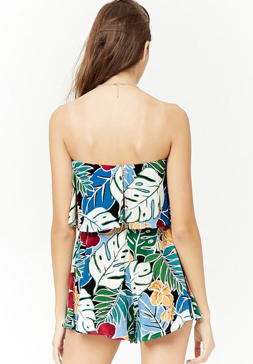 Forever21 - Strapless floral playsuit - cream multi