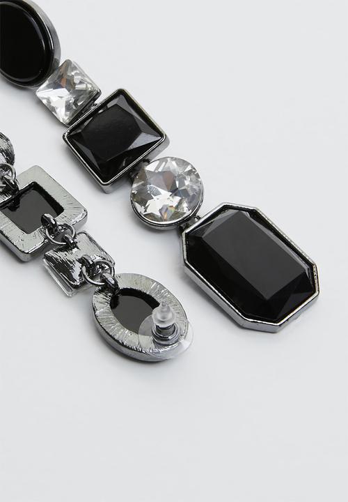 Joy Collectables - Stone statement earrings - black