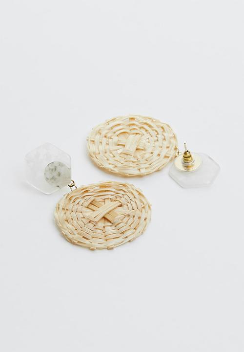 Joy Collectables - Woven drop earrings - cream