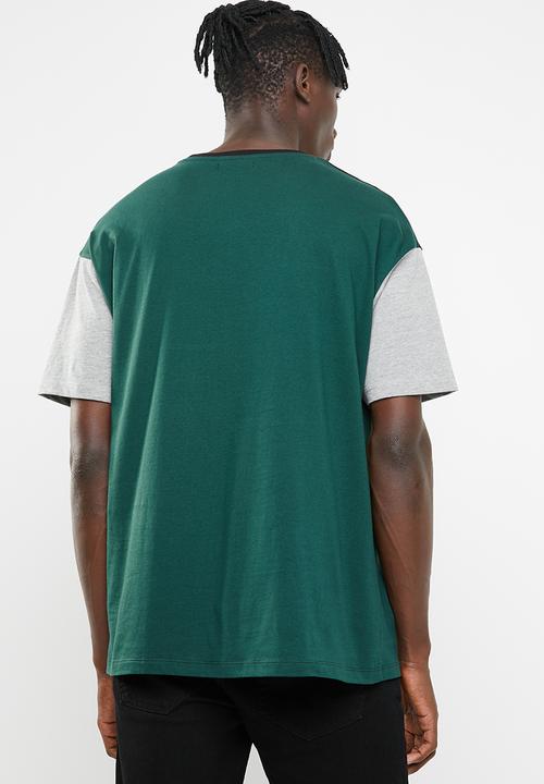 Superbalist - Loose fit colour-blocked tee - green & black