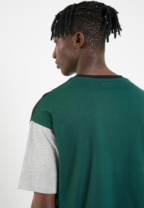 Superbalist - Loose fit colour-blocked tee - green & black