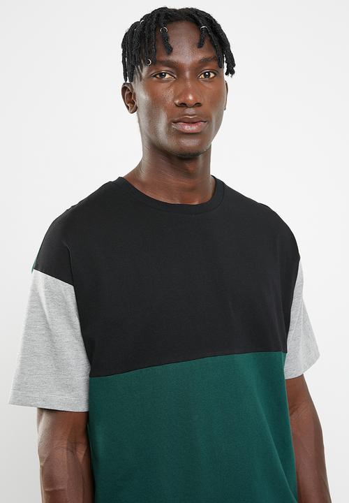 Superbalist - Loose fit colour-blocked tee - green & black