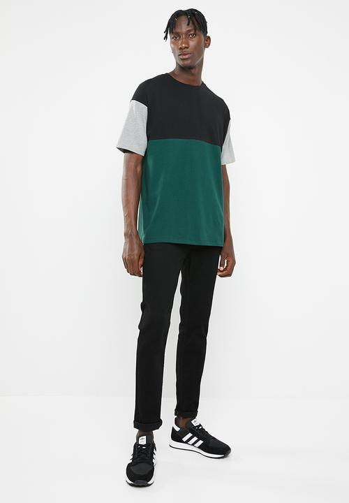 Superbalist - Loose fit colour-blocked tee - green & black